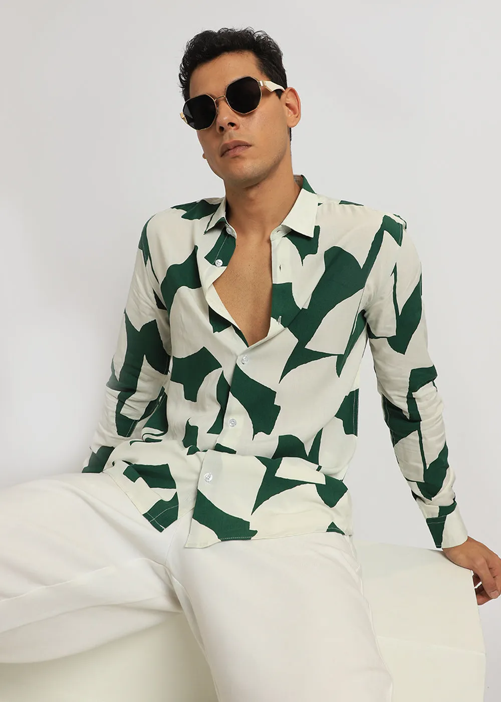 Abstract Green Print Full sleeve shirt