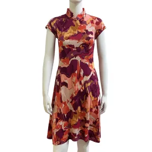 Abstract Painting Qipao - Orange & Purple