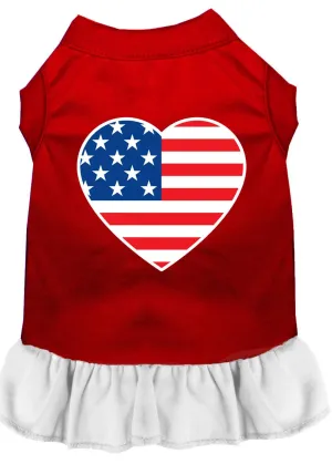 American Flag Heart Screen Print Dress Red With White Xl (16)