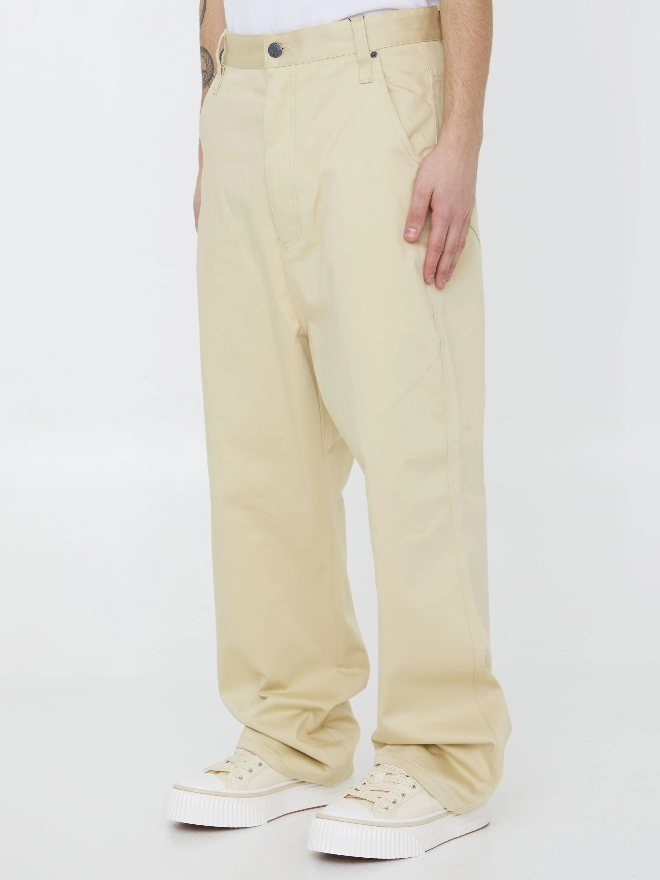 Ami Paris Beige Cotton Trousers