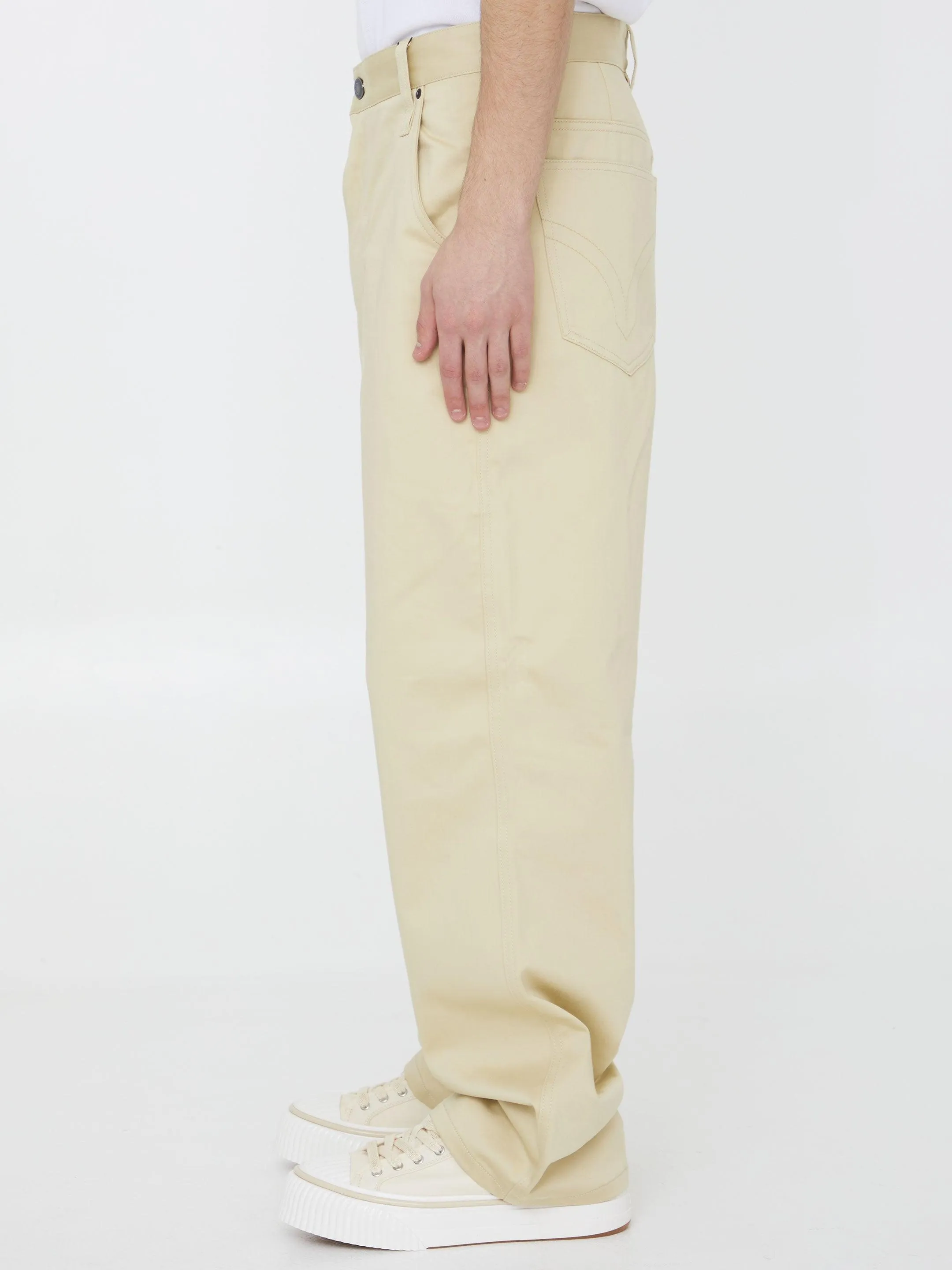 Ami Paris Beige Cotton Trousers