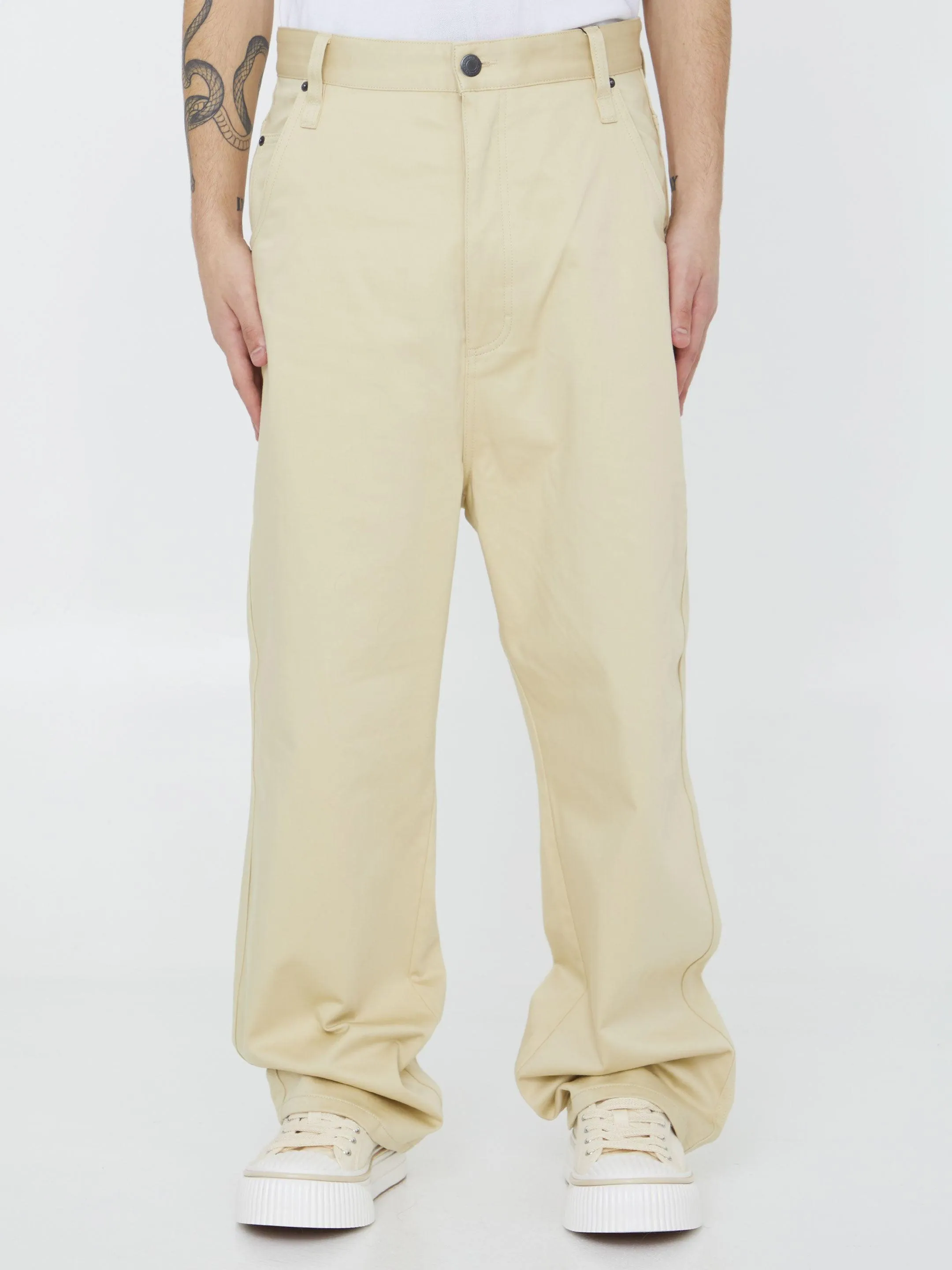 Ami Paris Beige Cotton Trousers