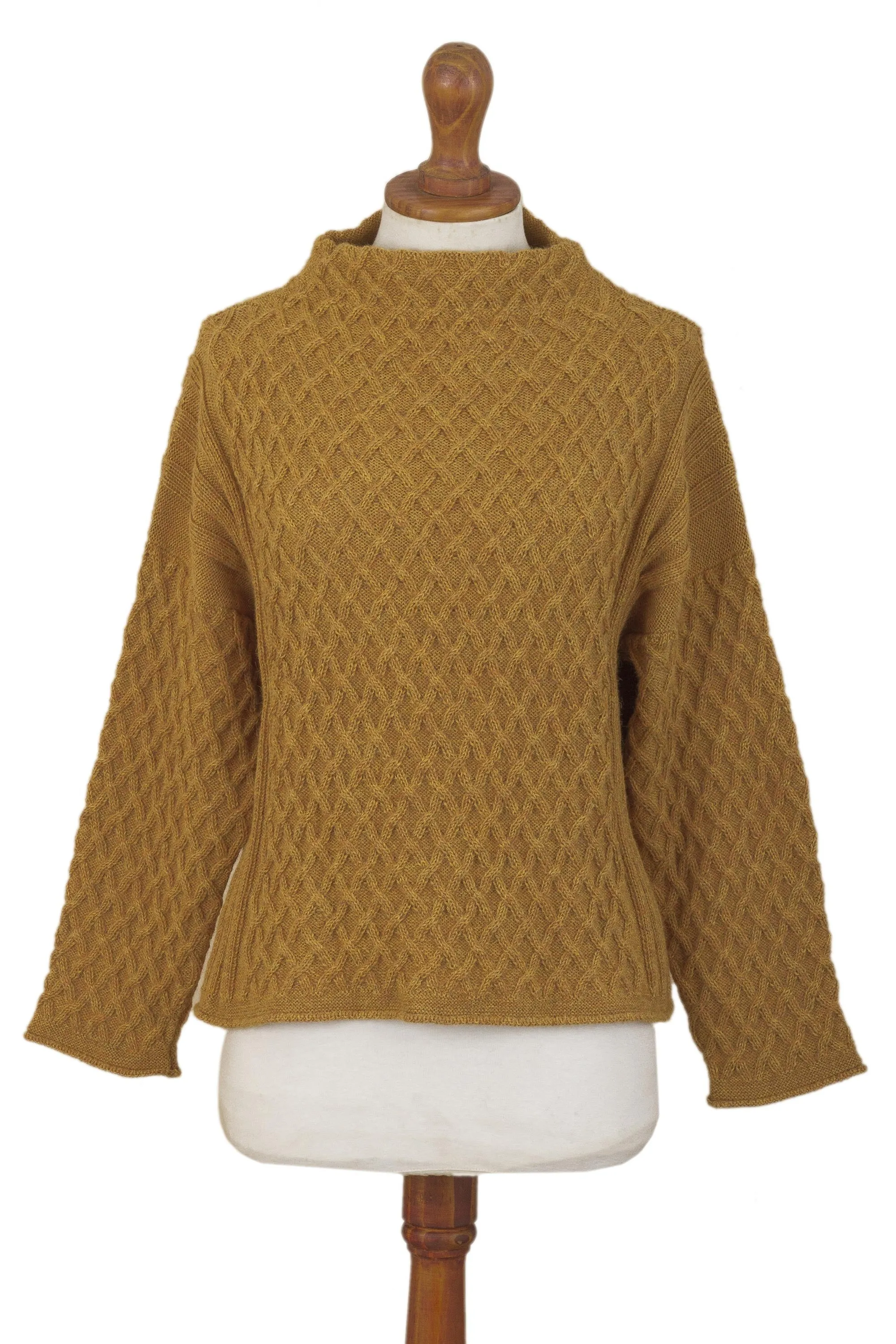 Antique Gold Trellis Women's Antique Gold 100% Alpaca Sweater