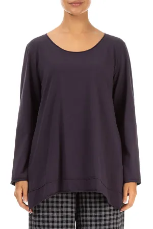 Asymmetric Hem Vintage Violet Cotton Blouse