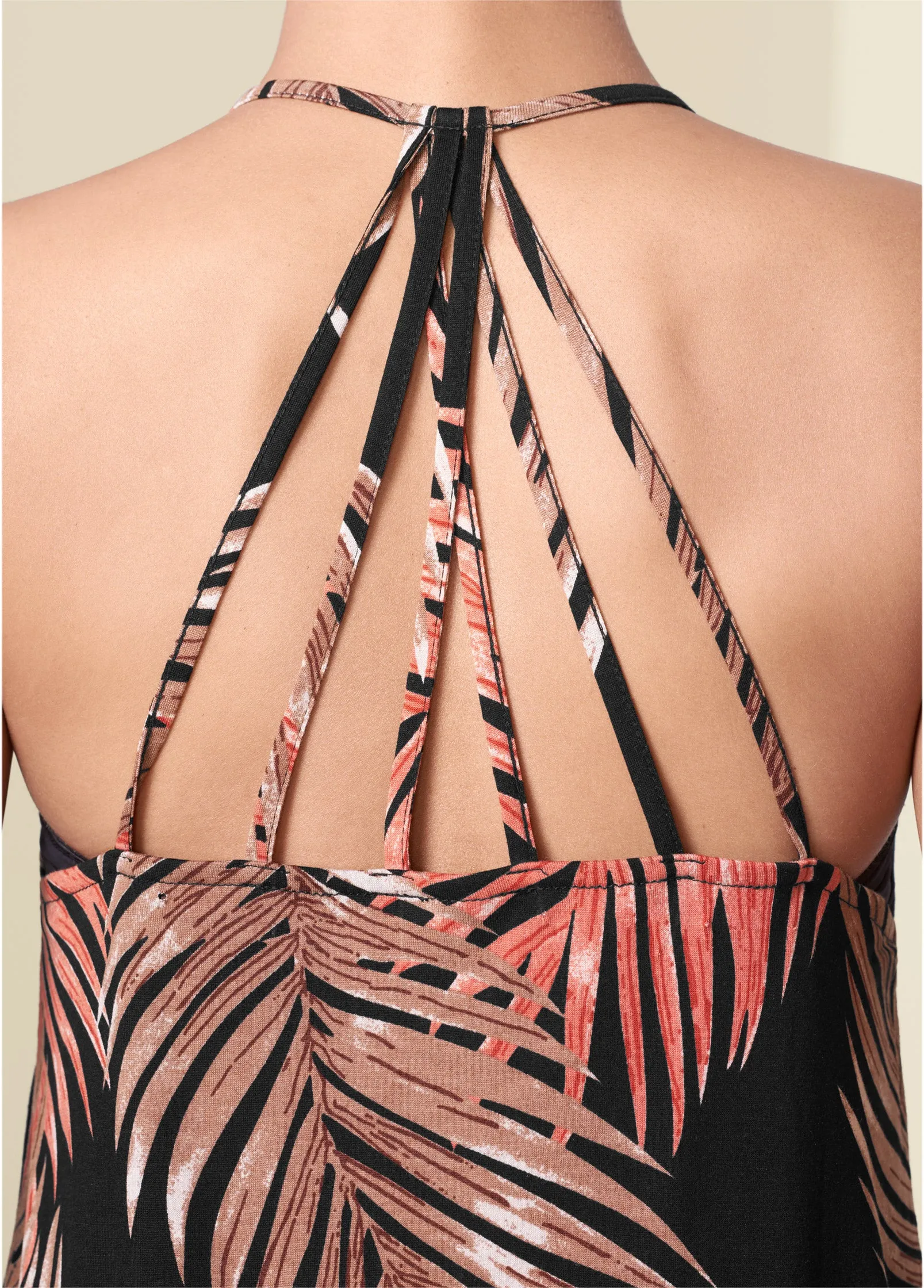 Back Detail Printed Tank - Black Multi