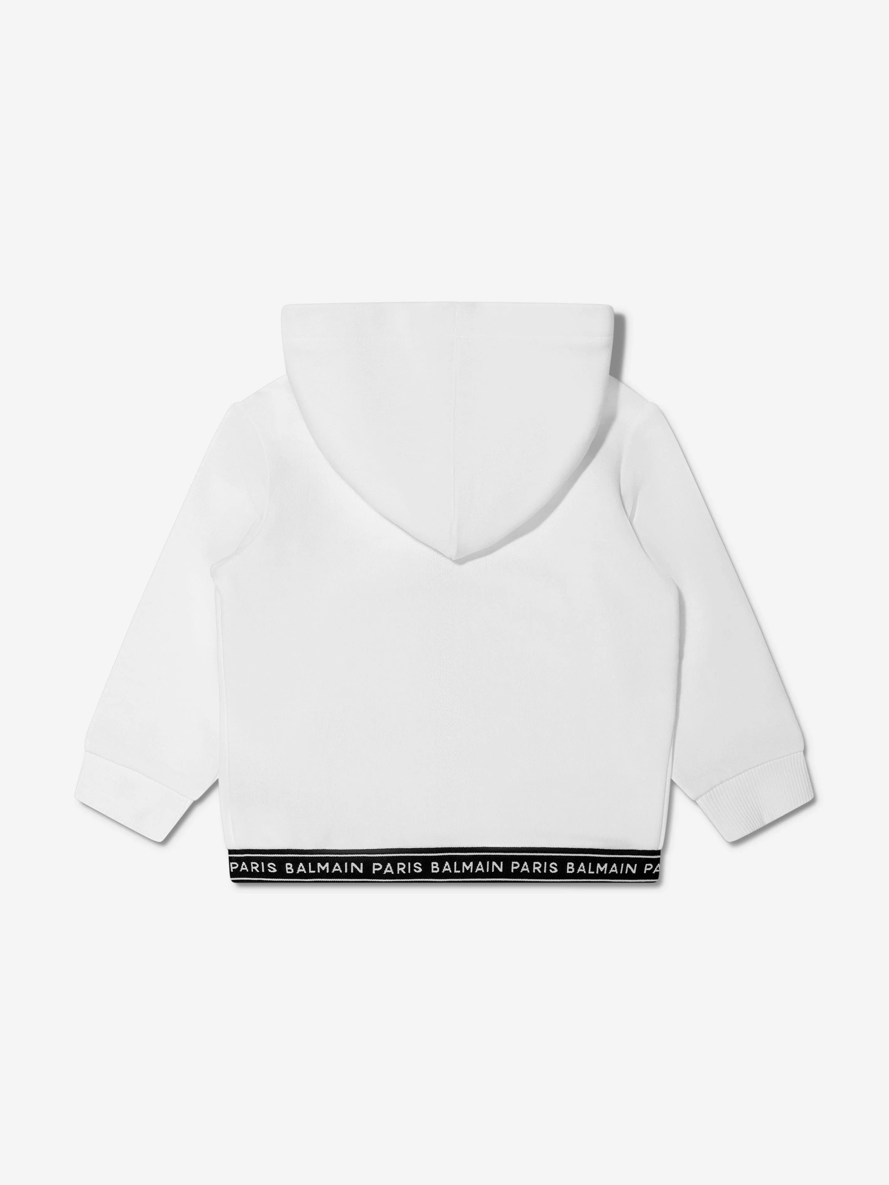 Balmain Baby Logo Zip Up Hoodie in White