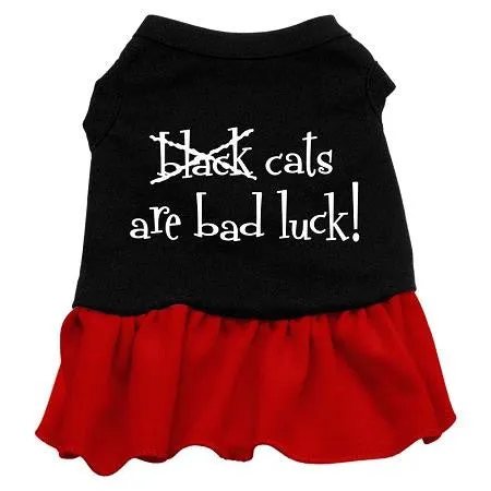 Black Cats are Bad Luck Screen Print Dress Black with Red Lg (14)