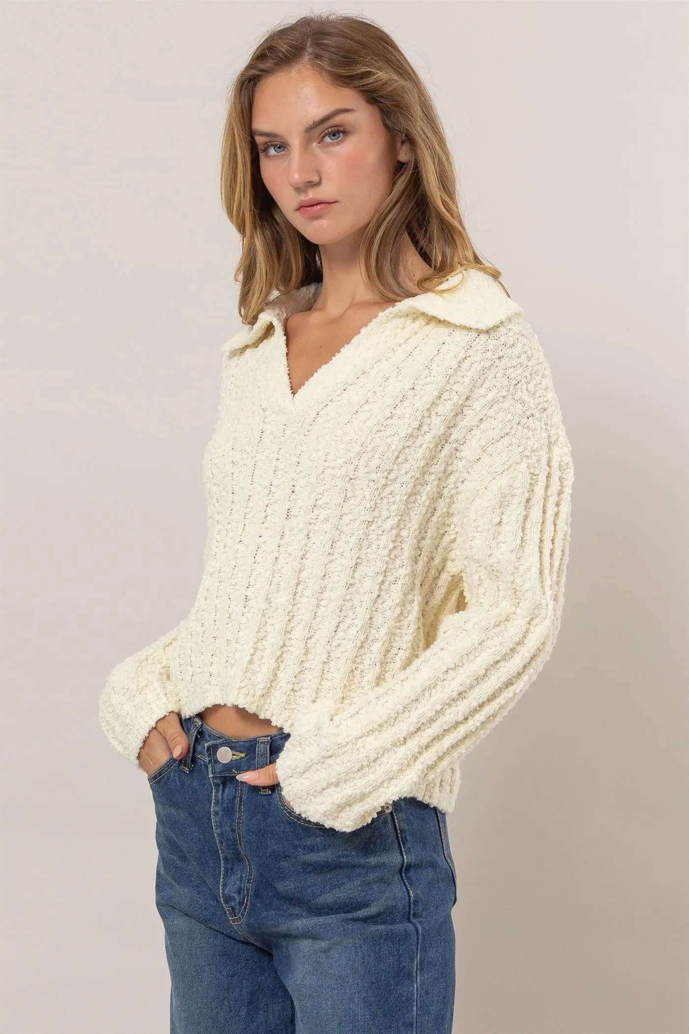 Boucle Collared Sweater