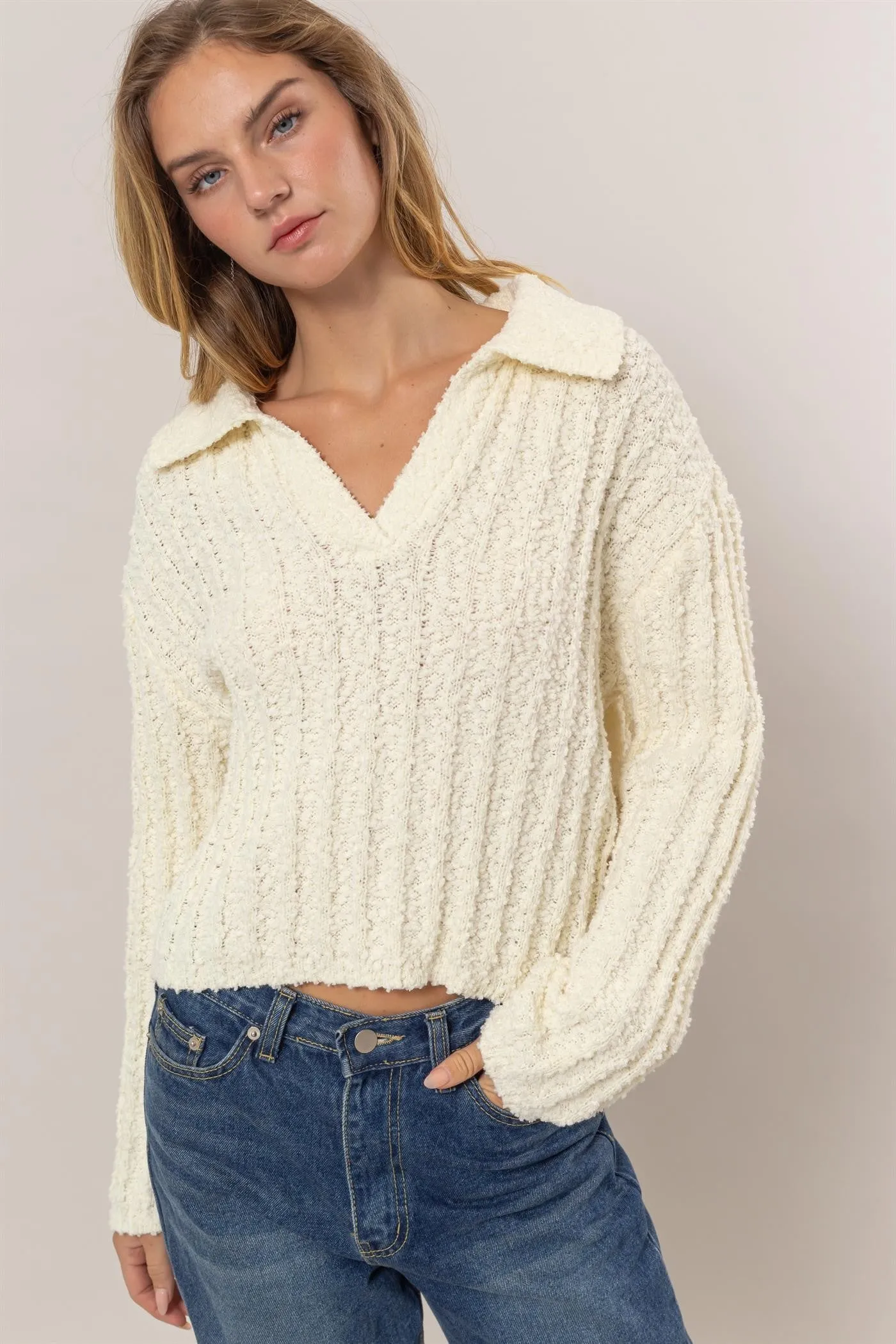 Boucle Collared Sweater