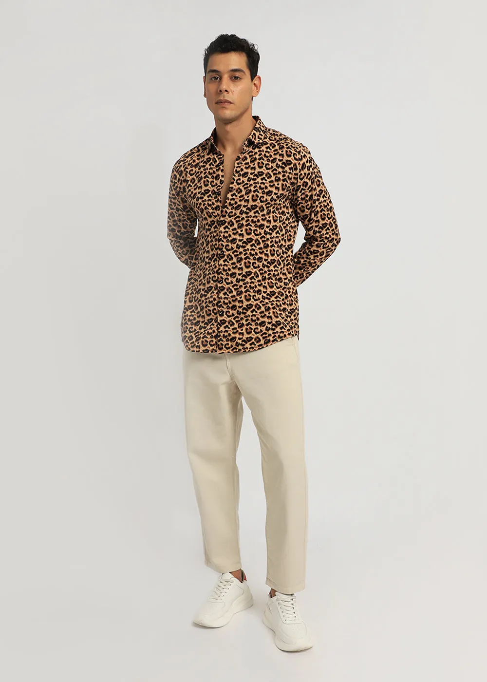 Brown Panthera Print Full sleeve shirt