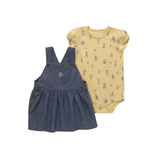 Carhartt Kid's Short Sleeve Print Infant Denim Jumper Set And Bodysuit