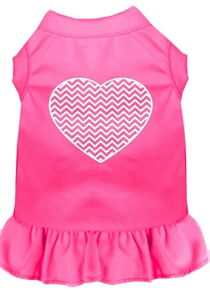 Chevron Heart Screen Print Dress Bright Pink 4x (22)