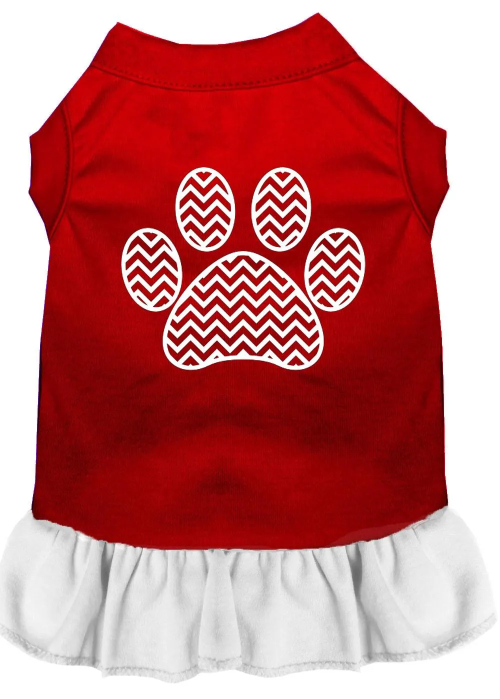 Chevron Paw Screen Print Dress Red With White Xxl (18)