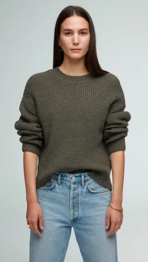 Chunky Ribbed Sweater in Merino Wool | Olive