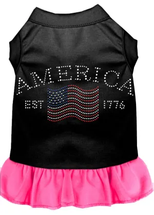 Classic America Rhinestone Dress Black With Bright Pink Med (12)