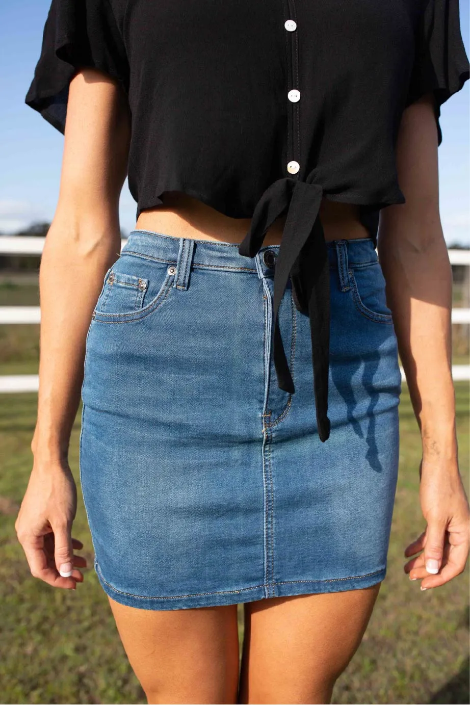 Classic Soft Denim Blue Mini Skirt