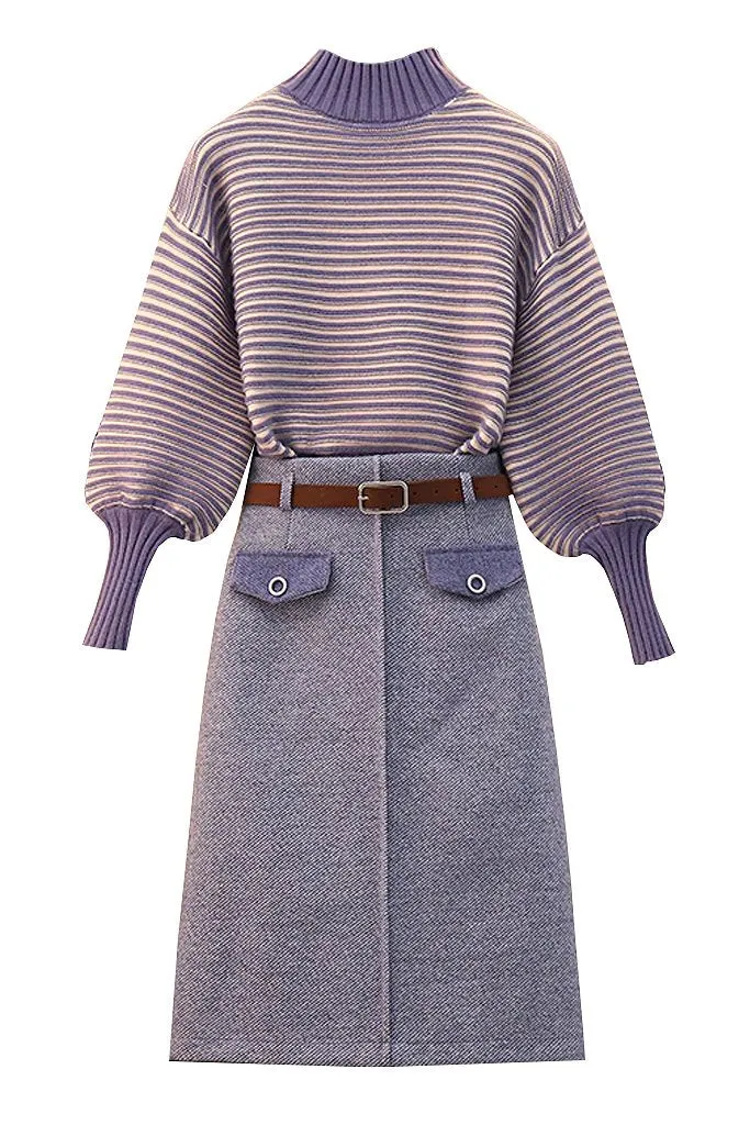 Clodine Purple Sweater and Skirt Set