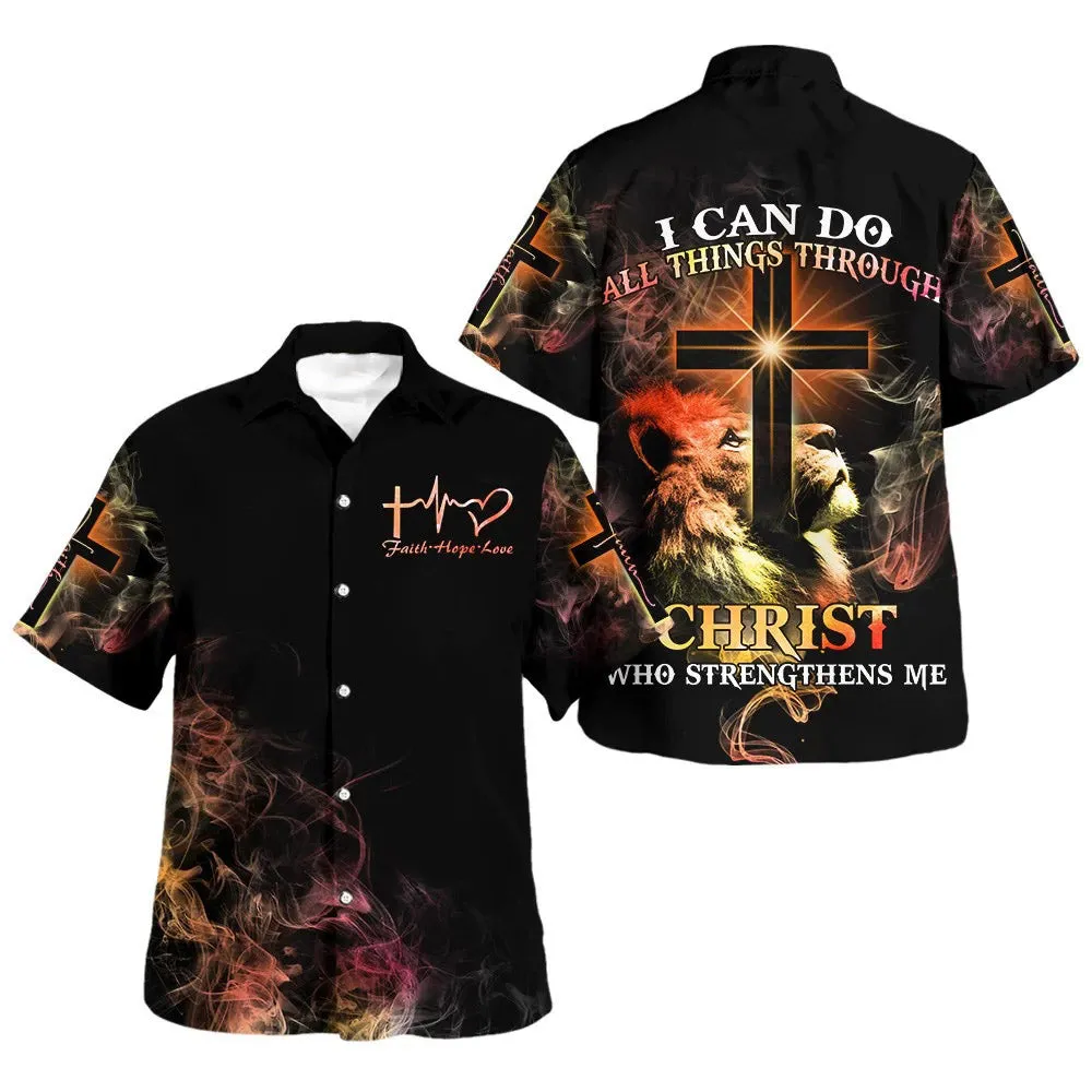 Faith Hope Love Lion Cross Hawaiian Shirts For Men - Christian Hawaiian Shirt - Hawaiian Summer Shirts