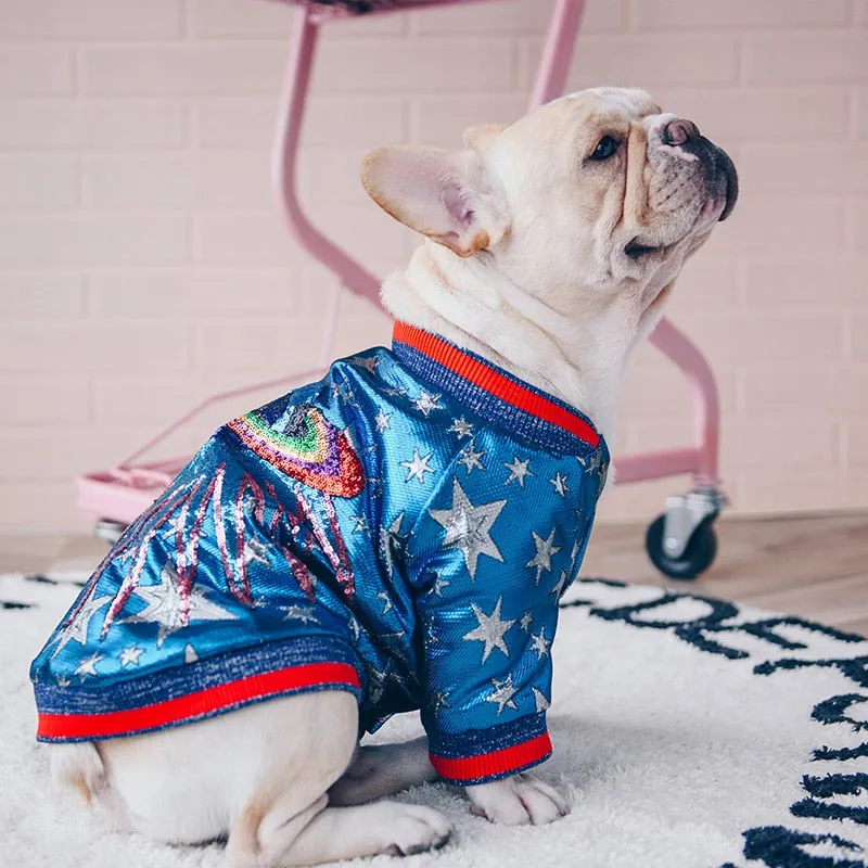 Fashion  French Bulldog Jacket,Winter Warm Pet Dog Clothes Puppy Clothing Chihuahua  Poodle,Star Sequins Coat Pug Costume