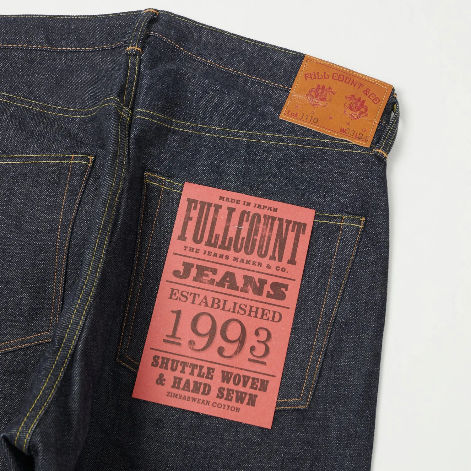 Full Count 1110 13.7oz 'Plain Pocket' Slim Tapered Jean - Raw