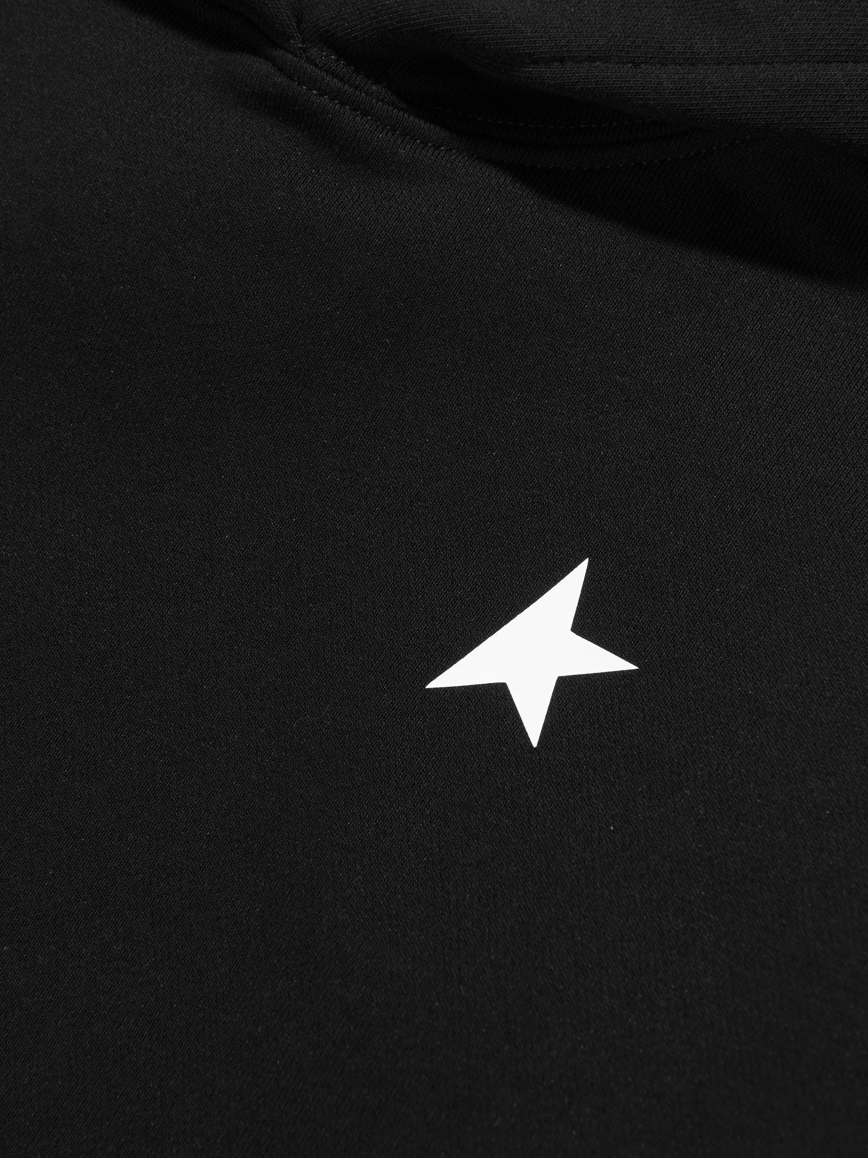 Golden Goose Girls Small Star Cropped Hoodie in Black