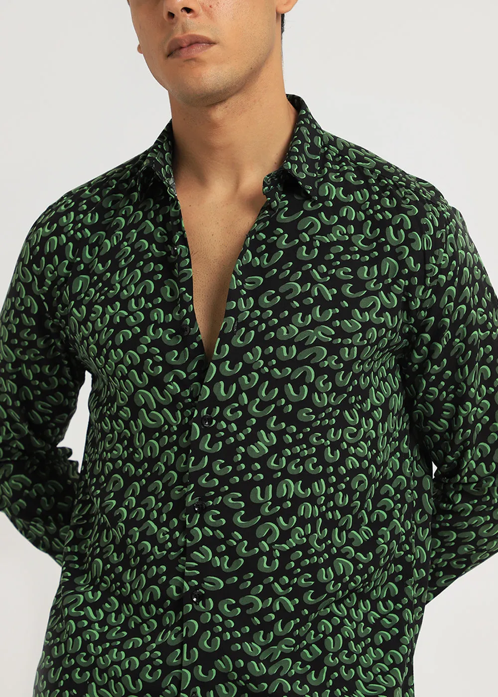 Green Panthera Print Full sleeve shirt