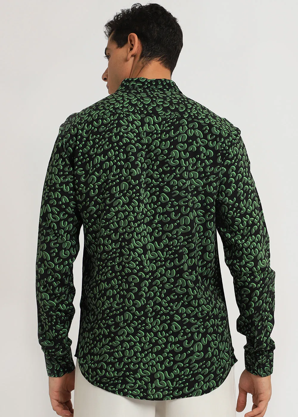 Green Panthera Print Full sleeve shirt