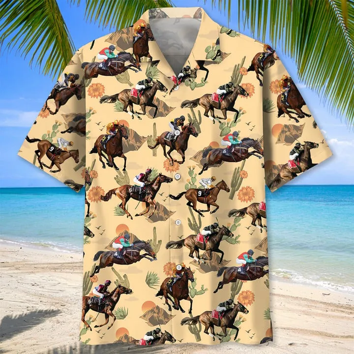 Horse Racing Desert Hawaiian Shirt for men and women