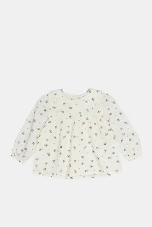 Infant Girls Ivory Printed Blouse