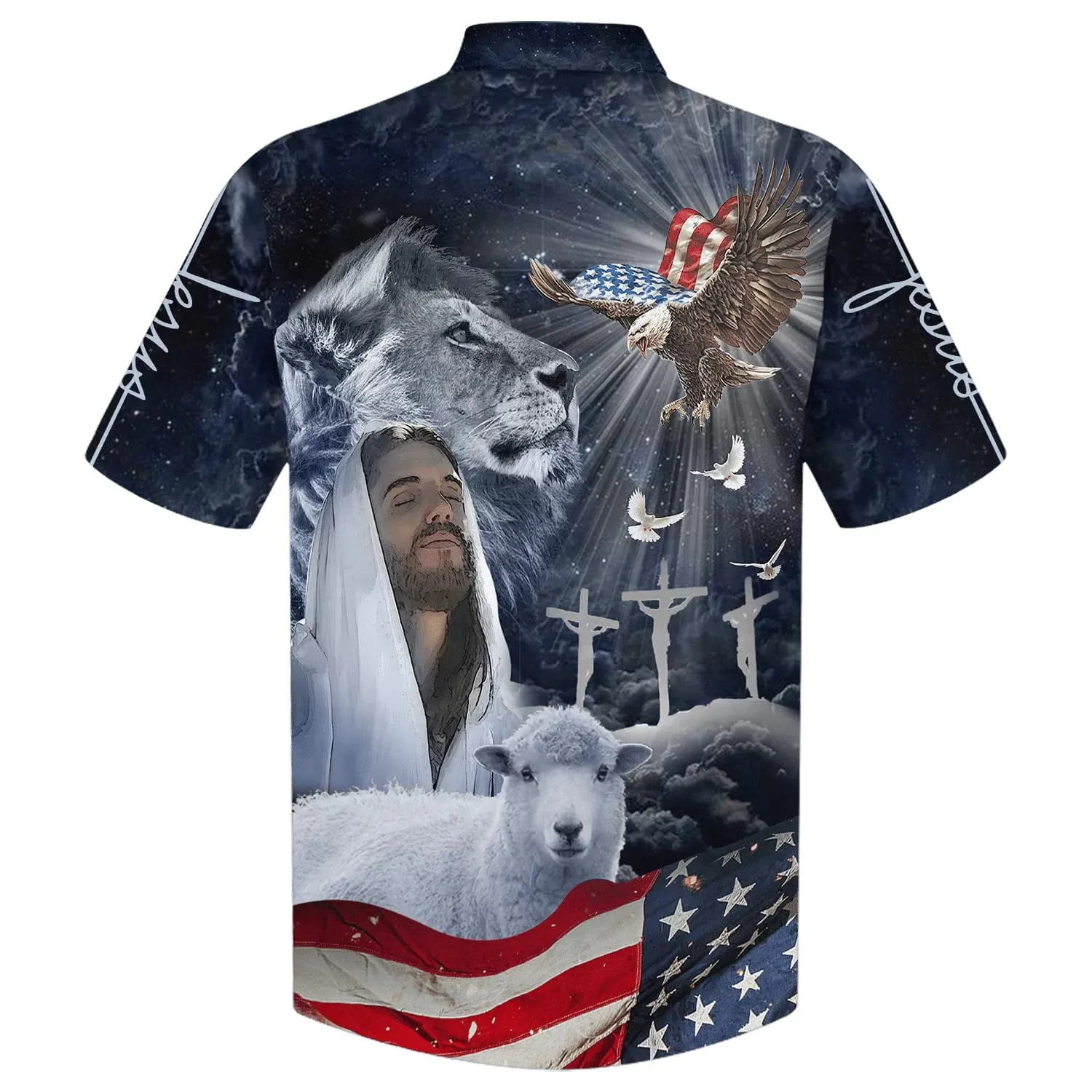 Jesus Lion And The Lamb Eagle Hawaiian Shirts - Christian Hawaiian Shirt - Hawaiian Shirts For Men