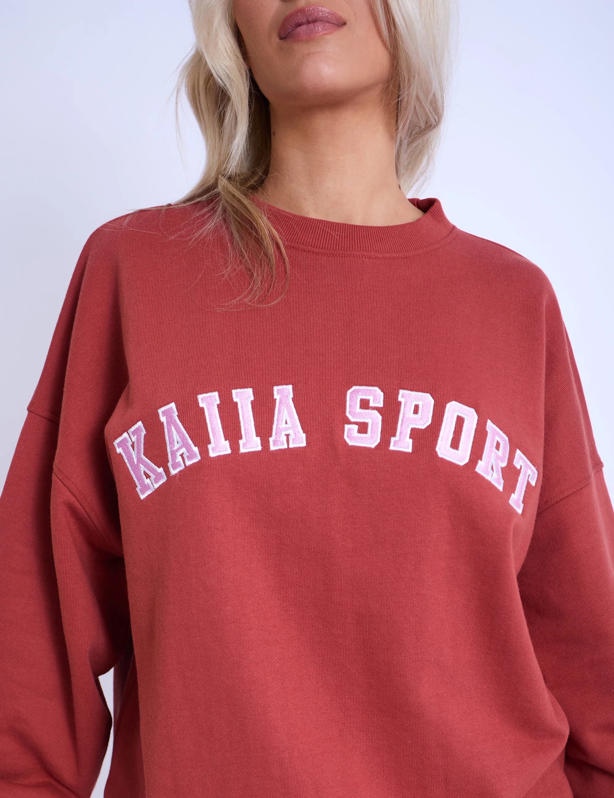 Kaiia Sport Oversized Sweatshirt Rust & Pink