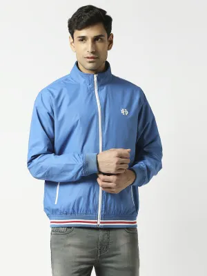 Light Blue Bomber Jacket with White Trim