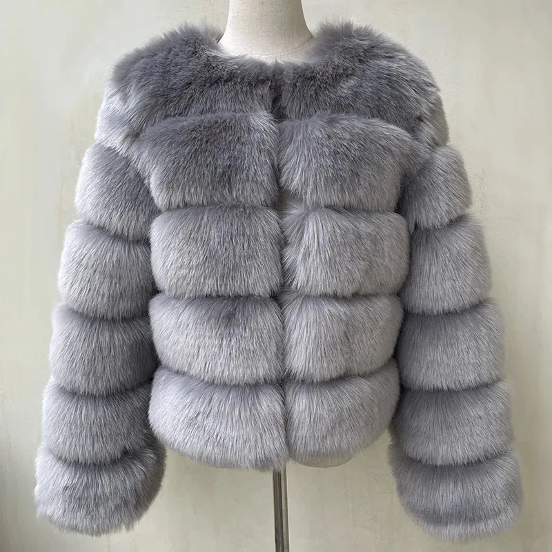 Long Sleeve Faux Fur Coat