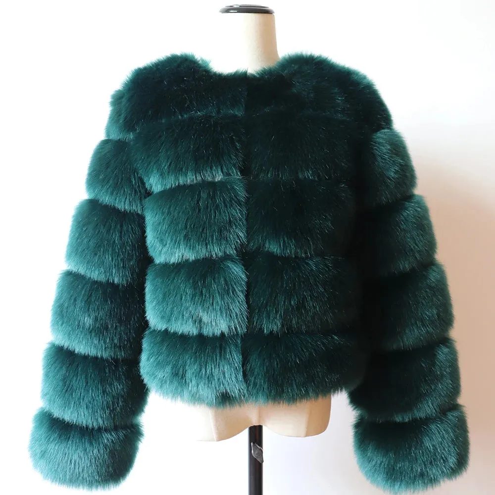 Long Sleeve Faux Fur Coat