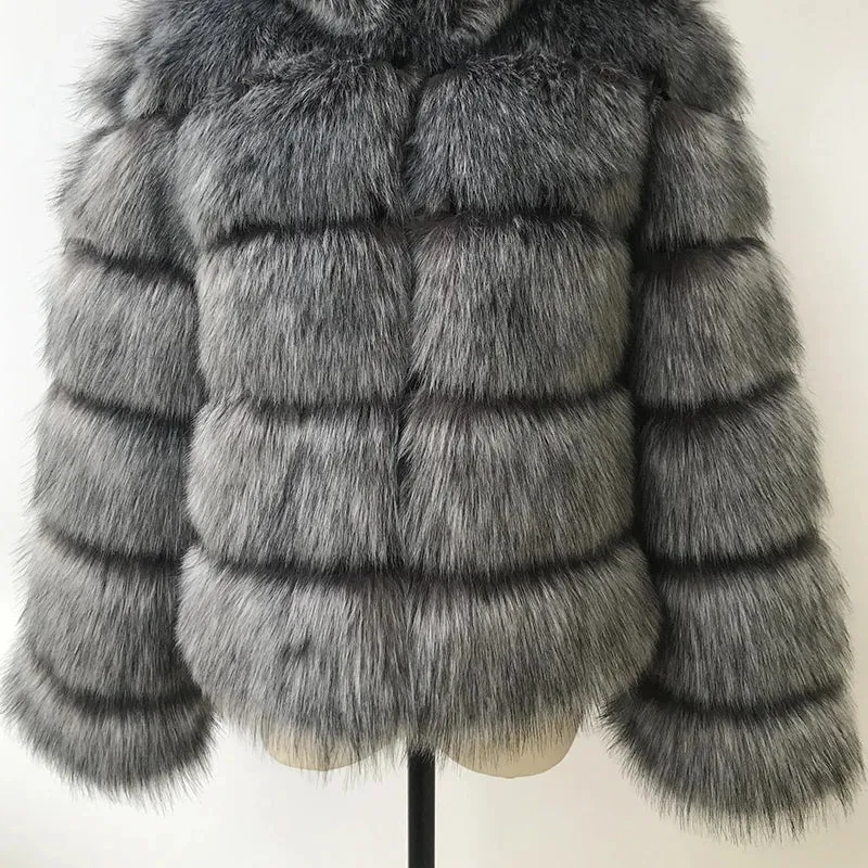 Long Sleeve Faux Fur Coat