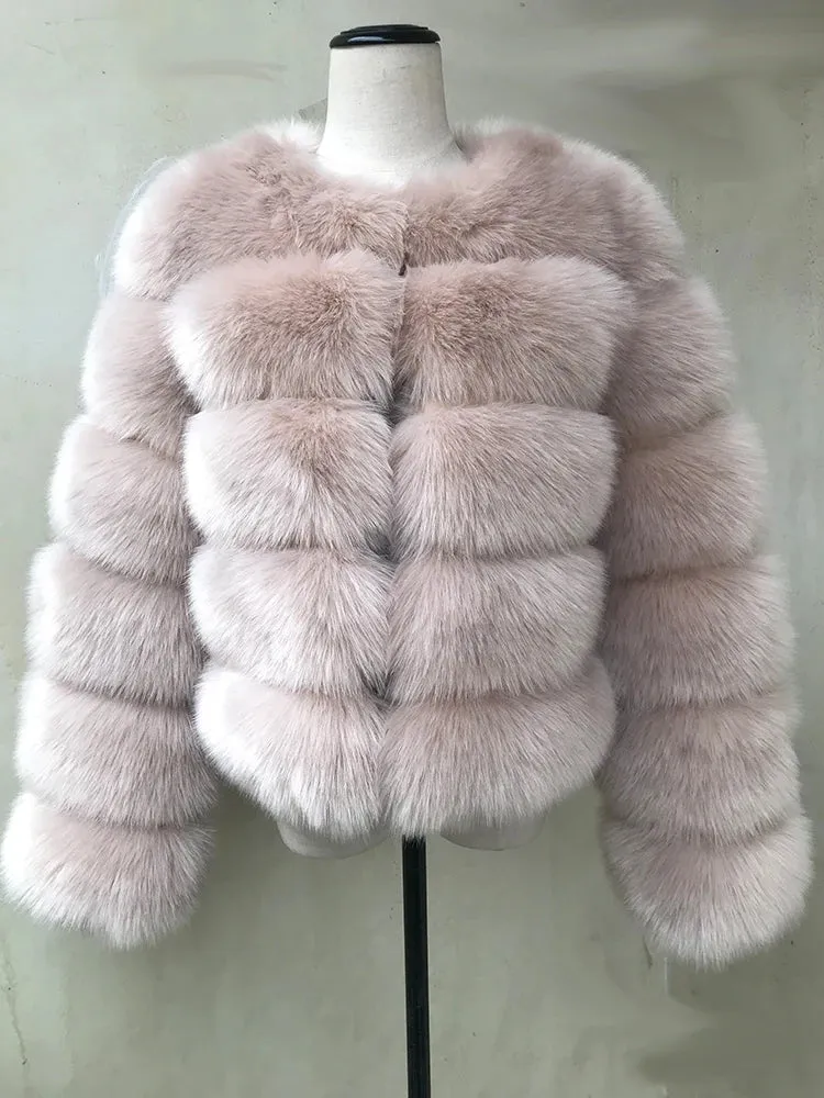 Long Sleeve Faux Fur Coat