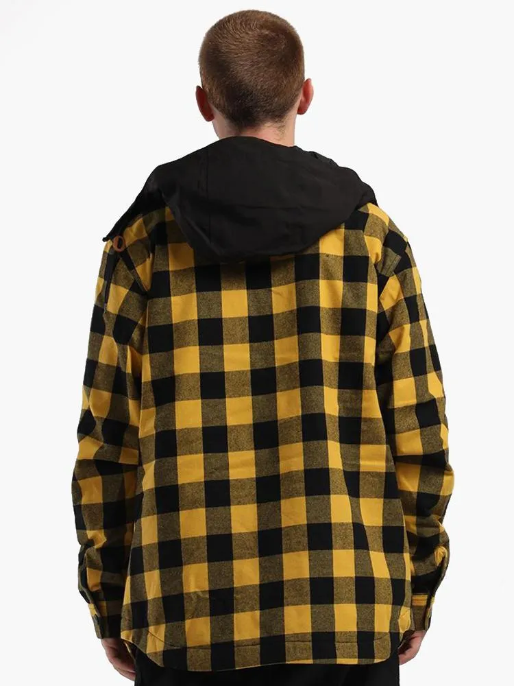 men's autumn and winter yellow and black plaid shirt ski suit waterproof thick warm veneer trend loose snow suit