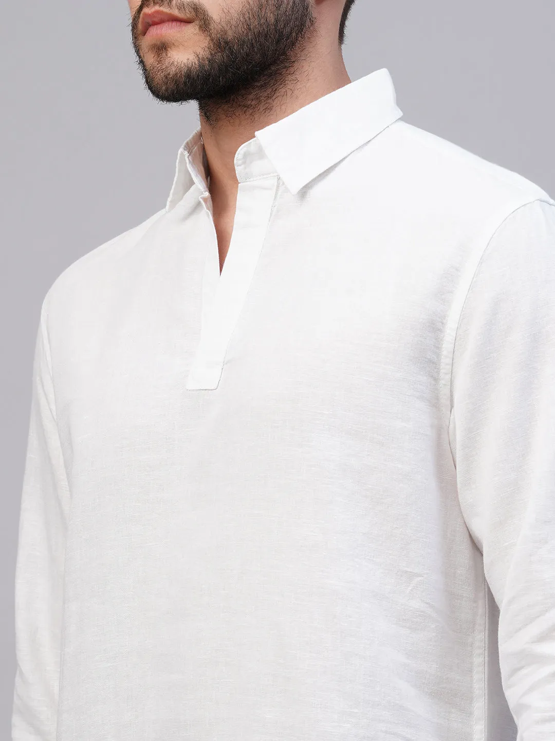 Men's White 100% Linen Kurta