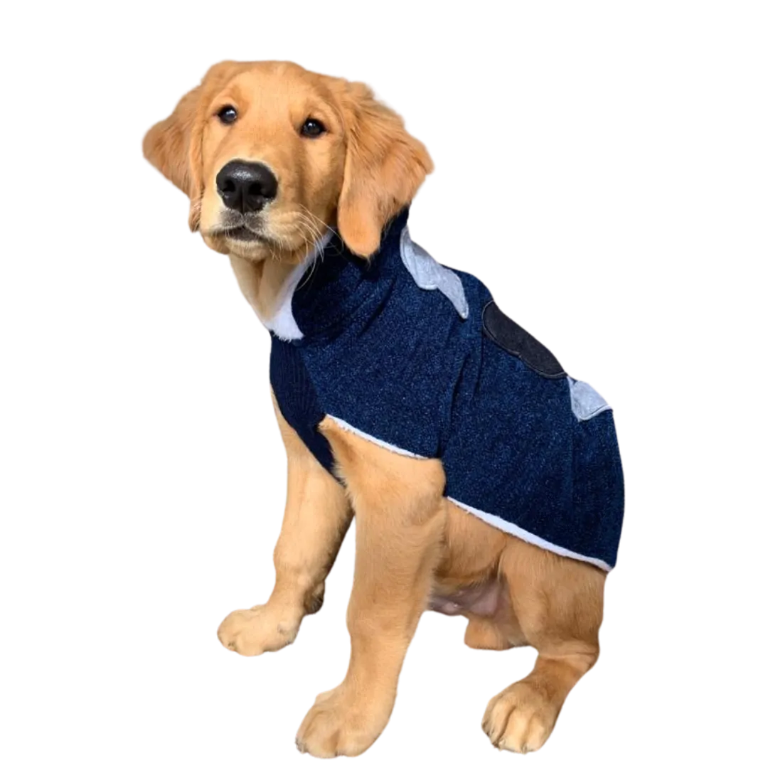 Pet Snugs Fur Coated 3 Bones Sweaters for Dogs (Dark Blue)