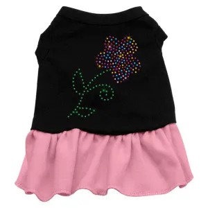 Rhinestone Multi Flower Dress Black with Pink XXL (18)