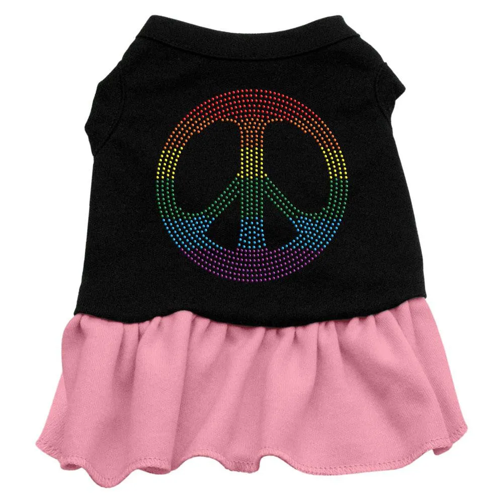 Rhinestone Rainbow Peace Dress Black with Pink XS (8)