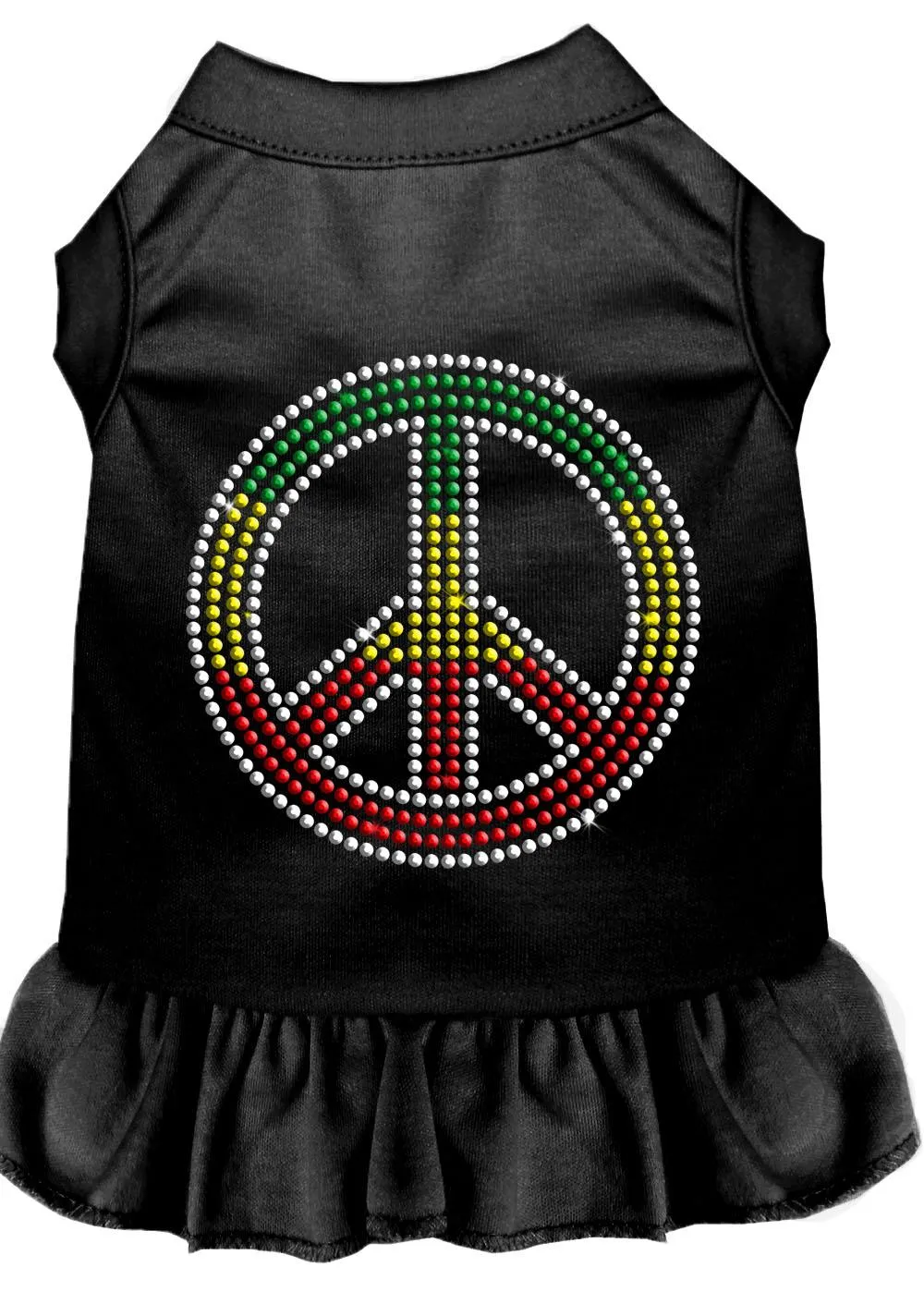 Rhinestone Rasta Peace Dress Black Sm (10)