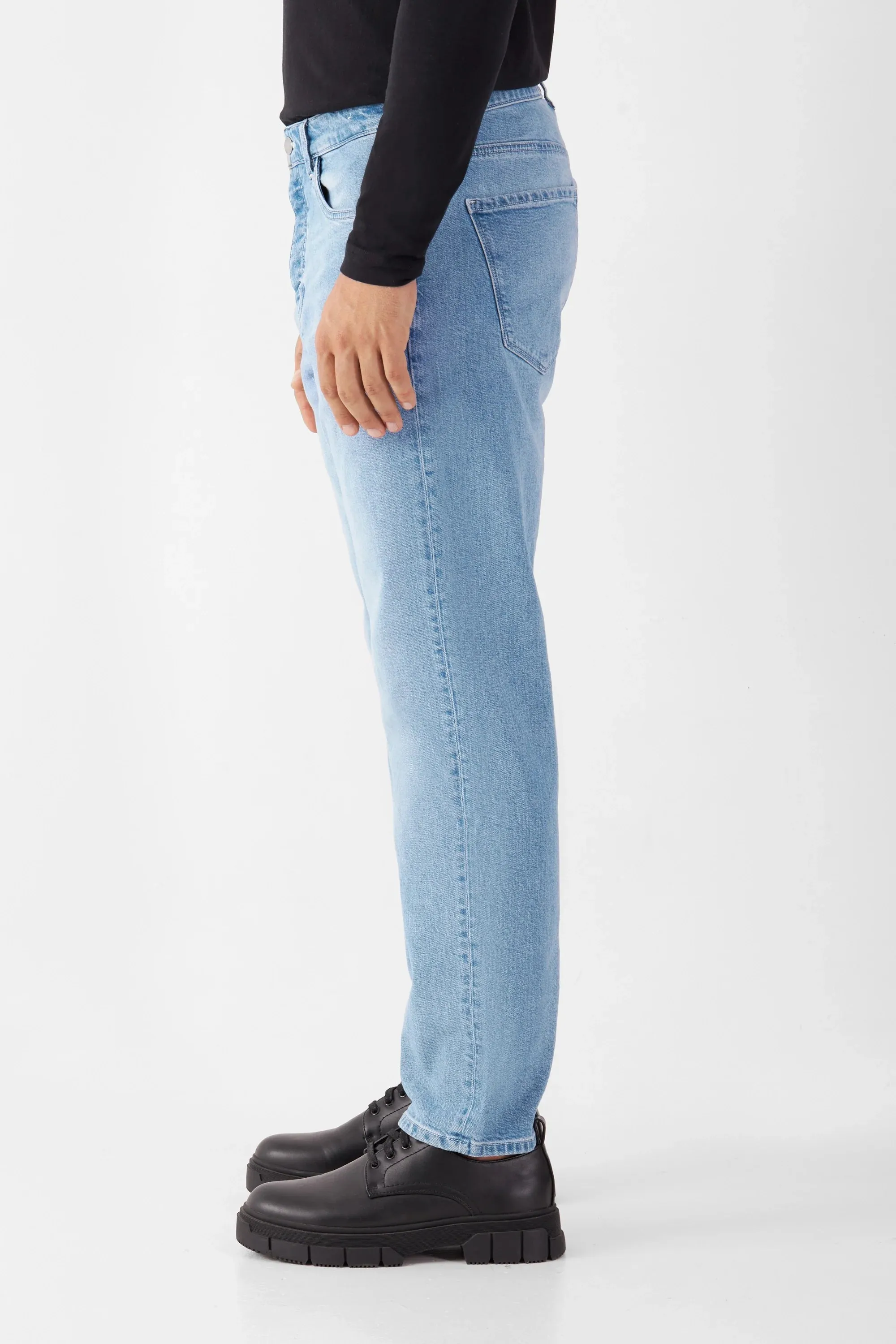 Rise Relaxed Tapered Basic Jeans Bright Blue