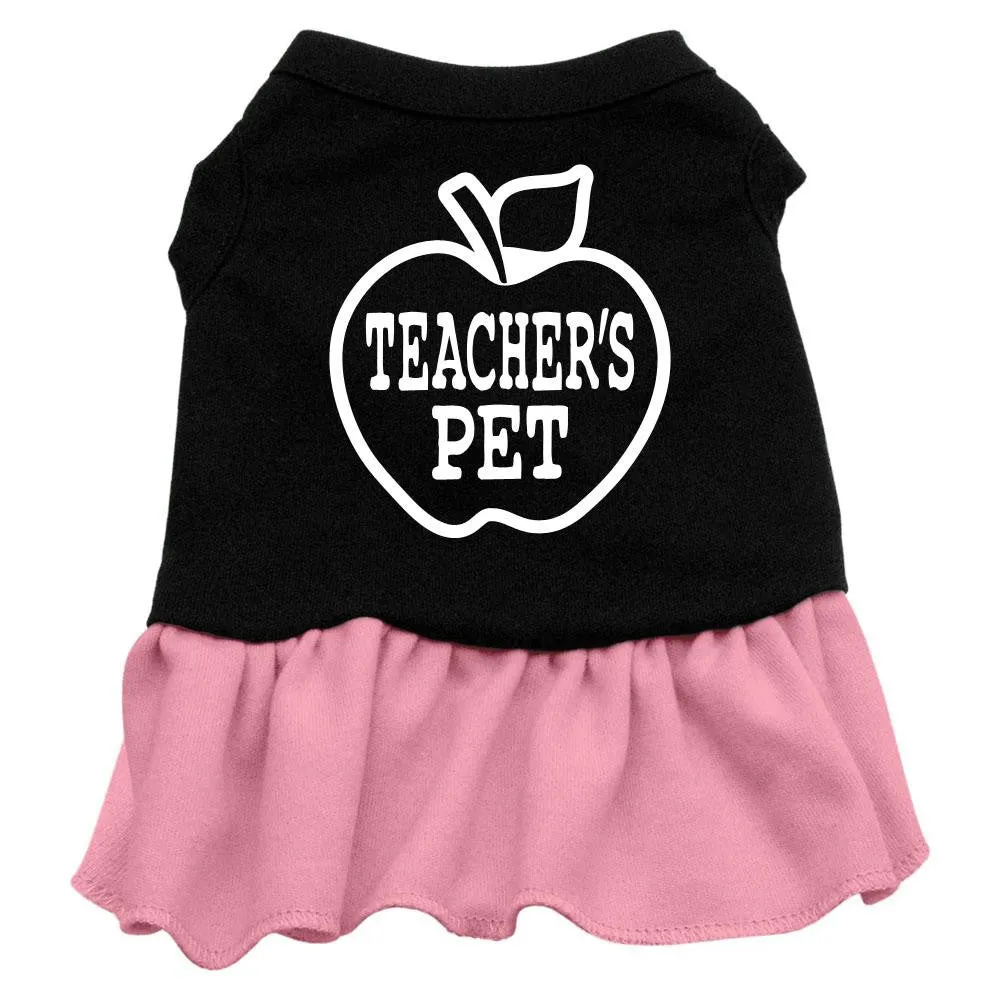 Teachers Pet Screen Print Dress Black with Pink XS (8)