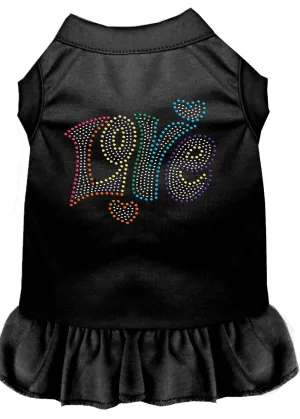 Technicolor Love Rhinestone Pet Dress Black Sm (10)