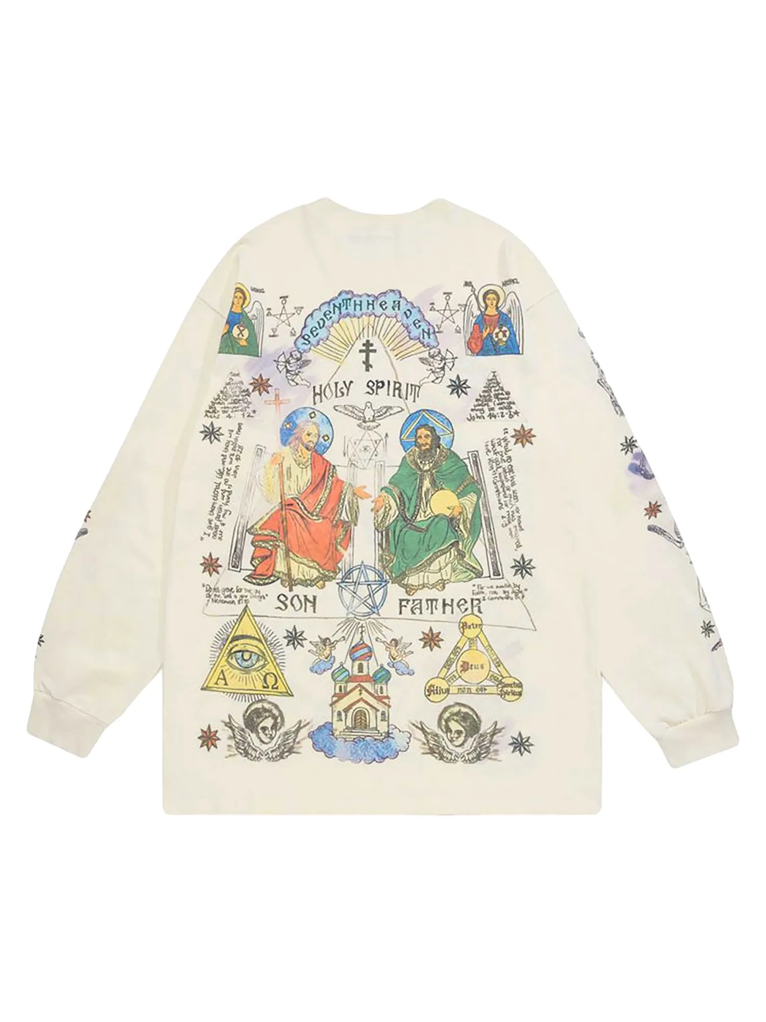 Thesupermade American High Street Graffiti Long Sleeve T-Shirt