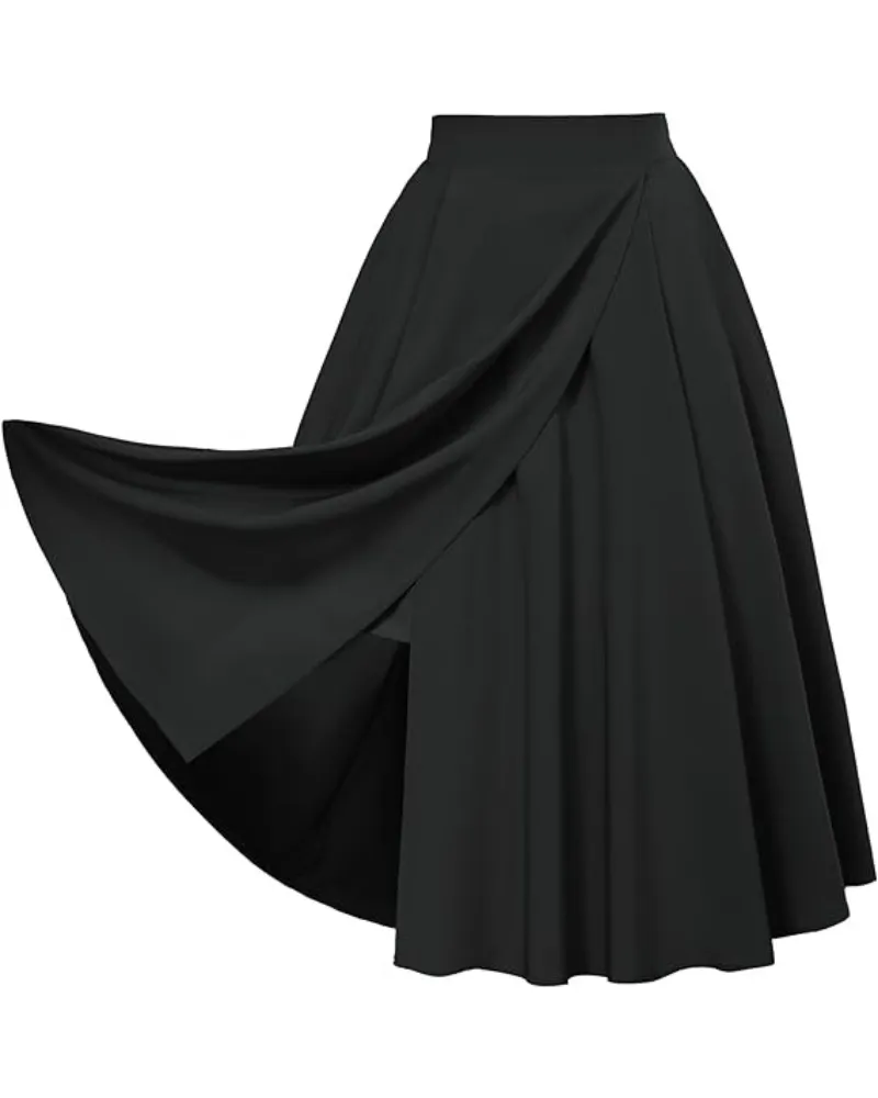 Vintage Skirts with Side Slit High Waisted Midi A-Line Flowy Skirts with Pockets