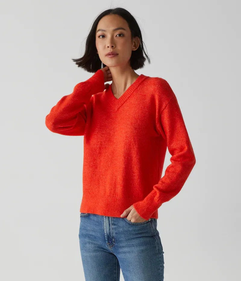 Wes V-Neck Pullover Sweater - Tangerine