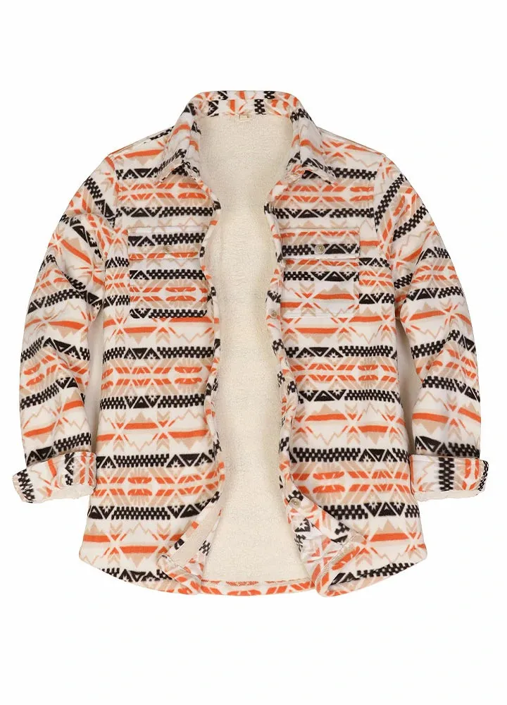 Women's Aztec Pattern Sherpa Lined Shirt Jacket