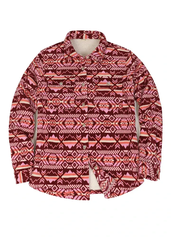 Women's Aztec Pattern Sherpa Lined Shirt Jacket